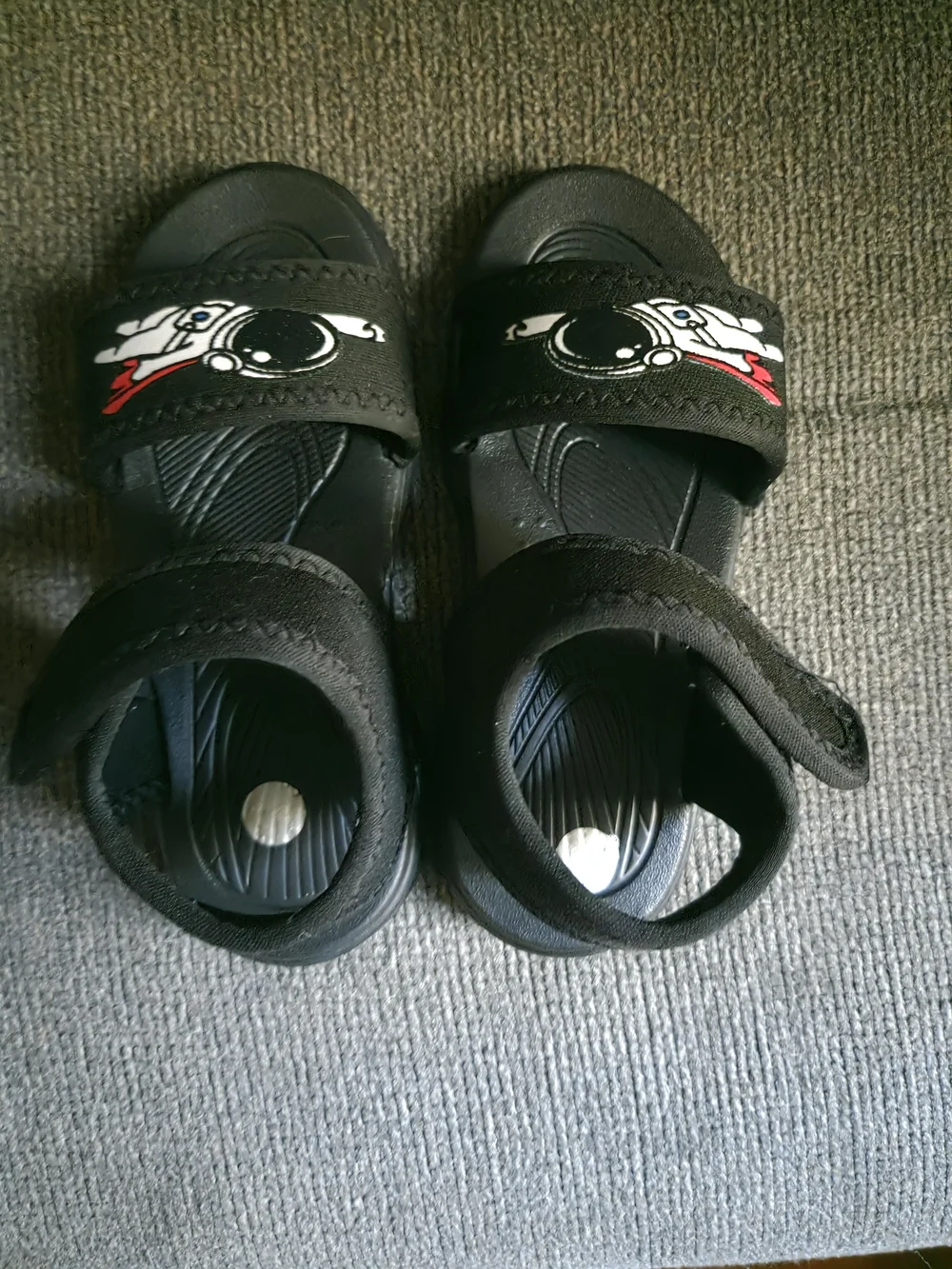 Hurley Black Kids Space Graphic Velcro Sandals with Red Accent